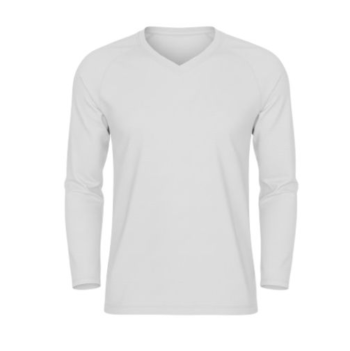 Camiseta cuello uve manga larga hombre blanca