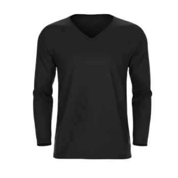 Camiseta cuello uve manga larga hombre negra