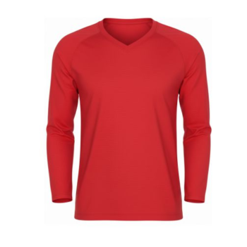 Camiseta cuello uve manga larga hombre roja