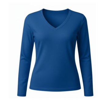 Camiseta cuello uve manga larga mujer azul