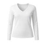 Camiseta cuello uve manga larga mujer blanca