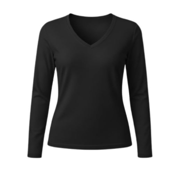 Camiseta cuello uve manga larga mujer negra