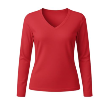 Camiseta cuello uve manga larga mujer roja